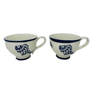 Blue Sky Ceramic Set of 2 Under the Sea Fish Coffee Tea Mug Cup